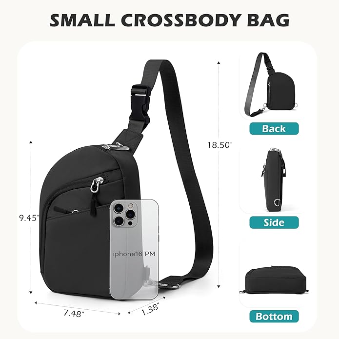 TOPEAST Anti Theft Crossbody Bags for Women Men, Small Sling Crossbody Bag Travel Purse Shoulder Wallet with RFID Blocking
