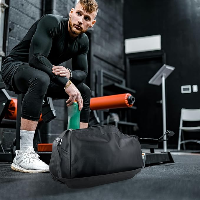 C&F BOGMOST Small Travel Duffel Bag with Shoe Compartment Foldable Waterproof Gym Bags for Gym Beach Swim Men Women Duffle Bags Lightweight Oxford Cloth Sports Bag-Dark green