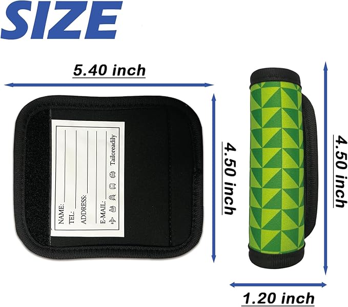 5 Pack Luggage Handle Wrap, Neoprene Suitcase Handle Cover, Bright Color Luggage Identifier for Easy Airport Pickup, Soft Grip Travel Accessories for Cruise Airplane, Green