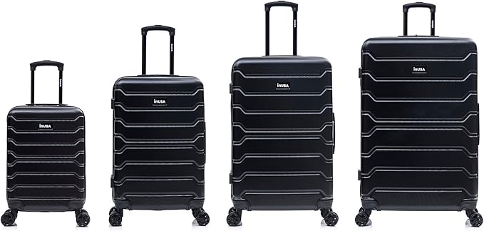 InUSA TREND Luggage with Spinner Wheels | Durable Lightweight Hardside Suitcase, Travel Sets with Handle and Trolley | (20in, 24in, 28in, 32in) 4 Piece Set | Black