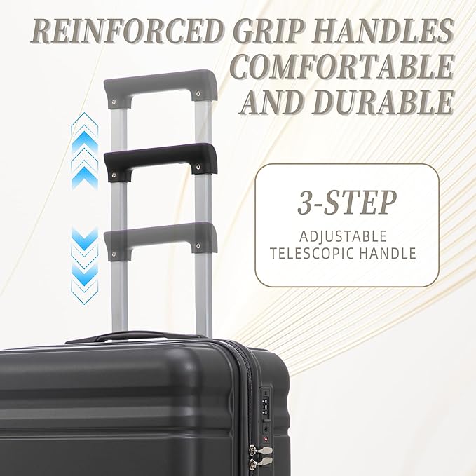 Luggages 3 Piece ABS Hardside Luggage Sets Spinner Wheels Suitcase