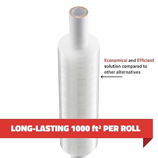 Stretch Wrap with Handle Industrial Strength 2 Pack 11" x 1000 Ft 60 Gauge Thick Shrink Wrap Roll for Moving Supplies, Furniture, Pallets, Plastic Wrap for Packing, Heavy Duty Stretch Film