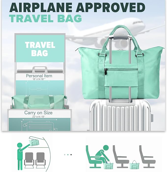 Grass Weekender Travel Bag - Small Gym Bag for Men & Women, Overnight Bag with Trolley Sleeve, Airplane Travel Essentials