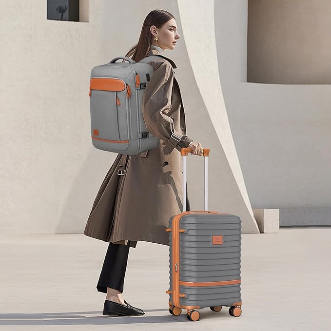 Joyway Expandable Luggage Sets 5 Piece, Lightweight Hard Shell Travel Suitcase Set with Spinner Wheels and TSA Lock (5 piece set，Grey)
