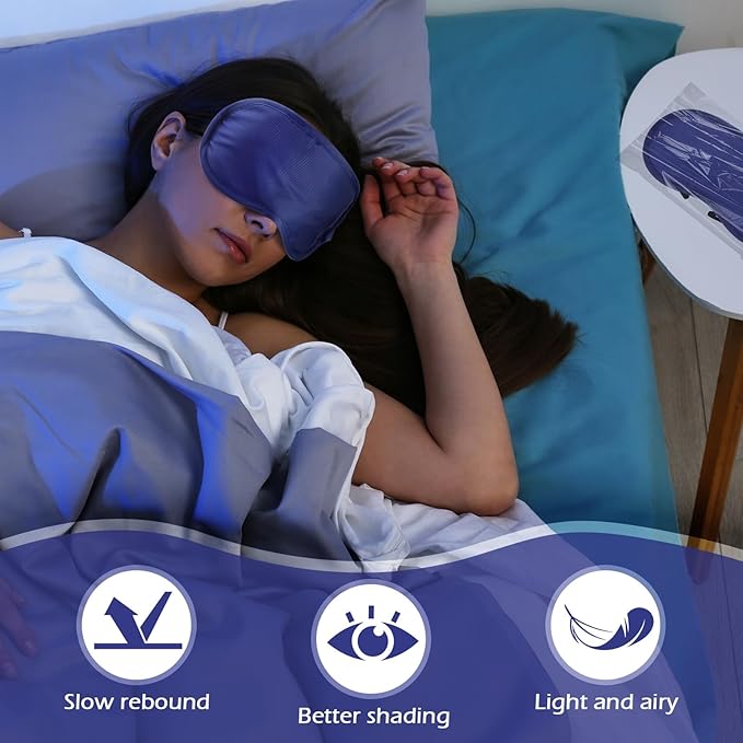 Tarpop 200 Pcs Eye Mask Sleeping Blindfold Eye Cover with Adjustable Strap for Games Party Team Building Travel Individually Wrapped Sleep Mask for Women Men (Blue)