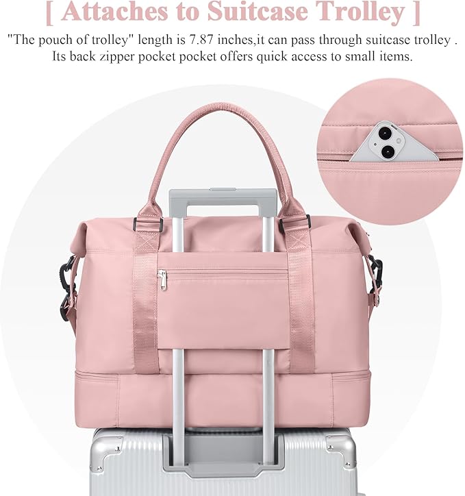 Travel Duffel Bag with Shoes Compartment, Carry on Overnight Weekender Bags for Women, For Spirit Airlines 18x14x8 Personal Item Bag