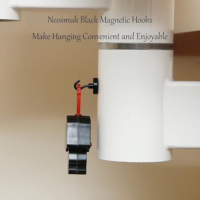 Neosmuk Magnetic Hooks,Heavy Duty Earth Magnets with Hook for Refrigerator, Extra Strong Cruise Hook for Hanging, Magnetic Hanger for Curtain, Grill(Matte Black, 6 Pack)