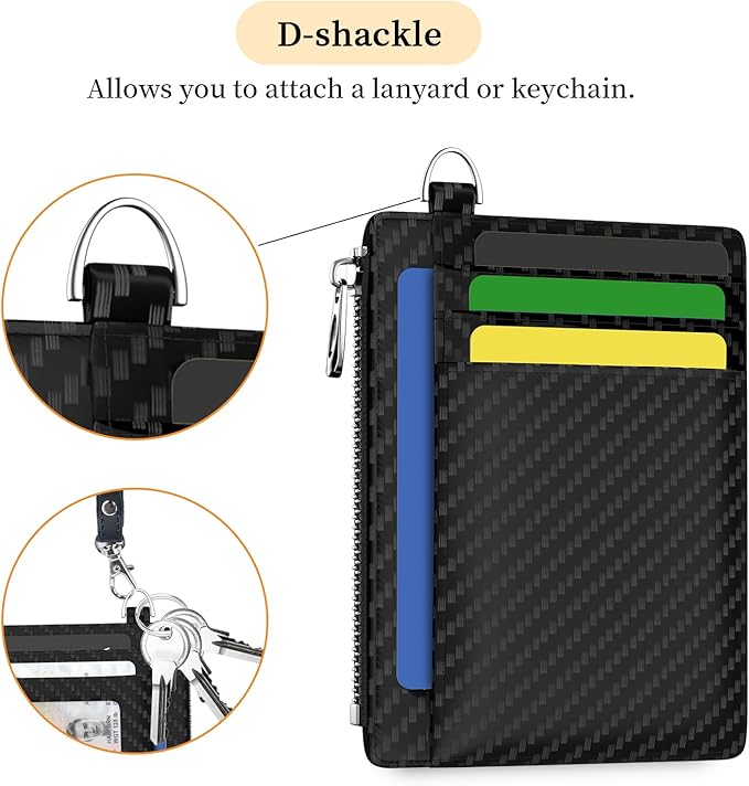 Hancynir Slim Wallet Minimalist Credit Card Holder RFID Blocking Small Card Wallets Mini Front Pocket PU Leather Card Case Thin Travel Zipper Coin Cash Wallet for Men Women Gifts