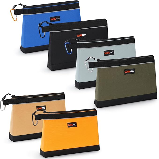 Zipper Tool Pouches, Multi-Purpose Utility Tool Bags Organizer for Small Hand Tools, Screws, Nails, Hardware, Pliers & Wrenches, Storage Pouch Set for Electricians, Plumbers, HVAC & Mechanics