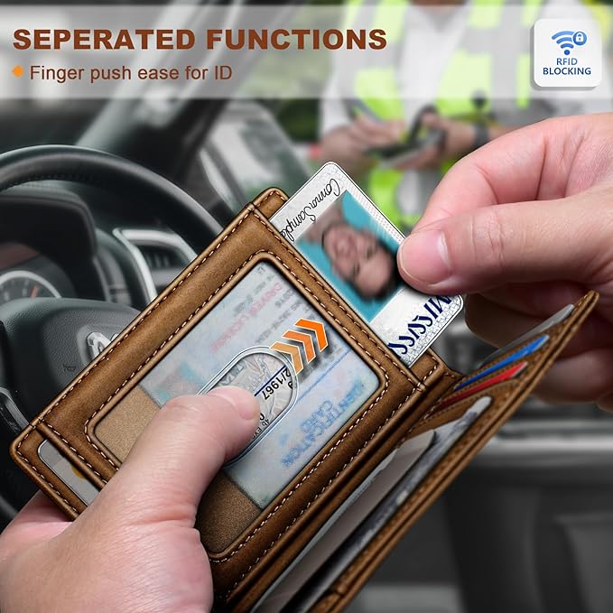 BULLIANT Men Airtag Wallet,Slim Wallet Money Clip Card Holder Magnetic Closure 12 Cards in Front Pocket RFID Blocking