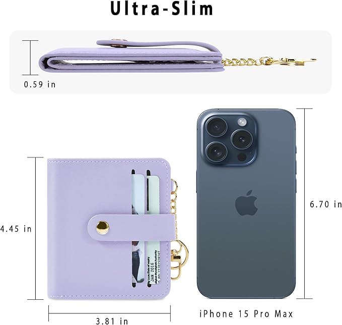 Airkit Small Wallets Woman RFID Blocking Leather Credit Card Holder - with ID Window - Card Wallets for Women - with Zipper Coin Purse - Keychain Wallet