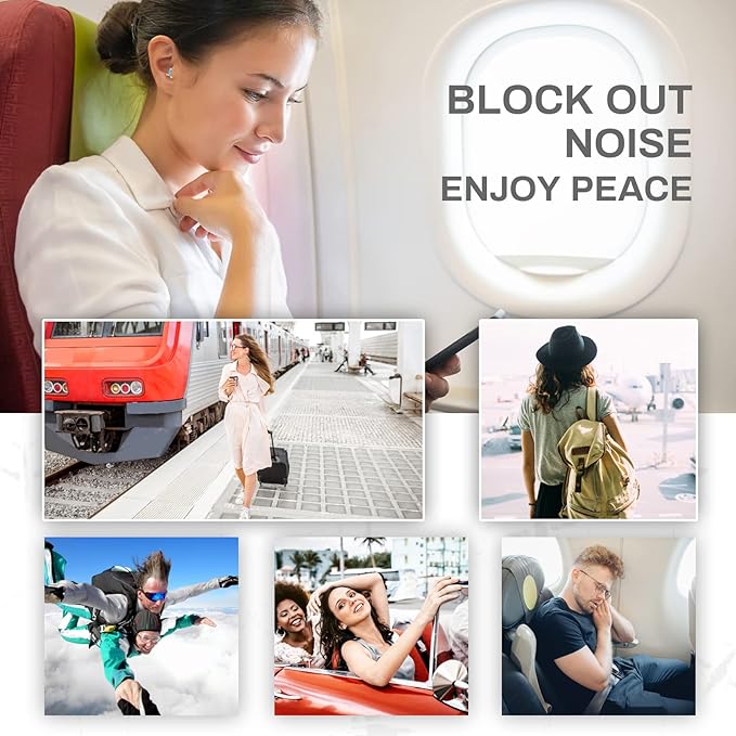 Airplane Ear Pressure Relief Ear Plugs with Lanyard, Prevent Ear-Pain & Noise Reduction, Plane Travel Essentials Pressure Equalizing Earbuds, 100x Reusable Comfy Earplugs for Adults Kids 12+