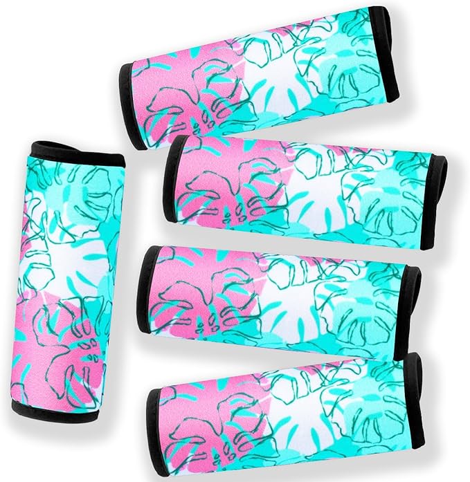 Neoprene Luggage Handle Wrap Fluorescent Colors Luggage Identifiers/Tags/Marker (Tropical)