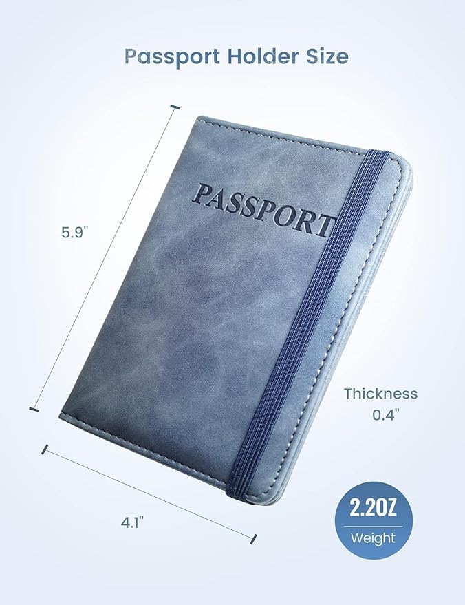 Passport Holder Passport Case Travel Wallet with Vaccination Card Holder Passport Cover with RFID Blocking Clear Pocket For Photo