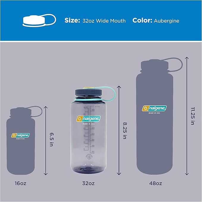 Nalgene 32 oz Wide Mouth Water Bottle | BPA-Free, Durable & Leak Proof, Lightweight Bottle for Hiking & Gym, Work & Travel