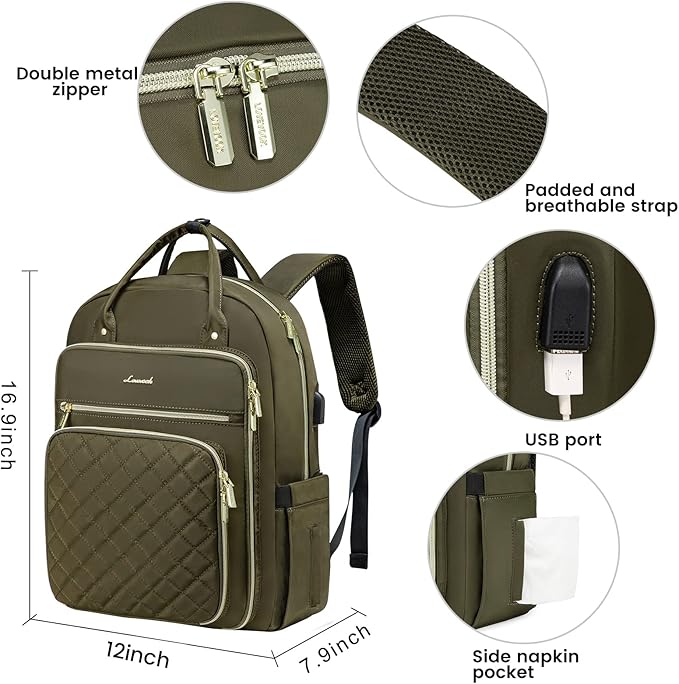 LOVEVOOK Laptop Backpack for Women, Water Resistant Travel Work Backpacks Purse Stylish College Bookbag Business Teacher Nurse Computer Bag with USB Charging Port, Fits 15.6" Laptop