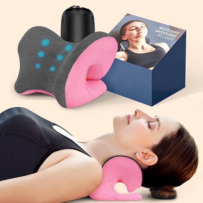 ZAMAT Neck and Shoulder Relaxer with Magnetic Therapy Pillowcase, Neck Stretcher Chiropractic Pillows for Pain Relief, Cervical Traction Device for Relieve TMJ Headache Muscle Tension Spine Alignment