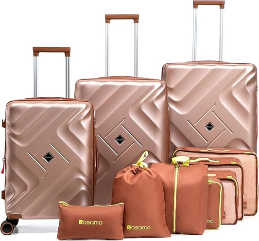 10 piece Luggage Set Expandable Suitcase 22x14x9 Airline Approved Carry on, ABS Hard Case Suitcases with Spinner Wheels,TSA Lock