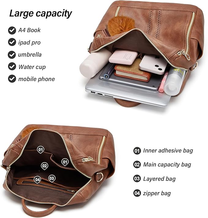 Makes Backpack Purse for Women PU Leather Travel Satchel Handbag Convertible Design Bag with Purse