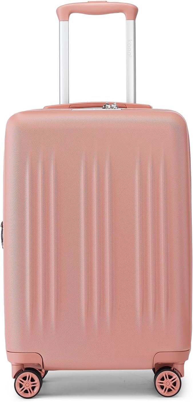 Kono Small 20 Inch Expandable Carry On Luggage with Quiet Spinner Wheels & TSA Lock, Scratch and Drop Resistant PC+ABS Hardside 22x14x9 Airline Approved Suitcase, Nude/Rose Gold
