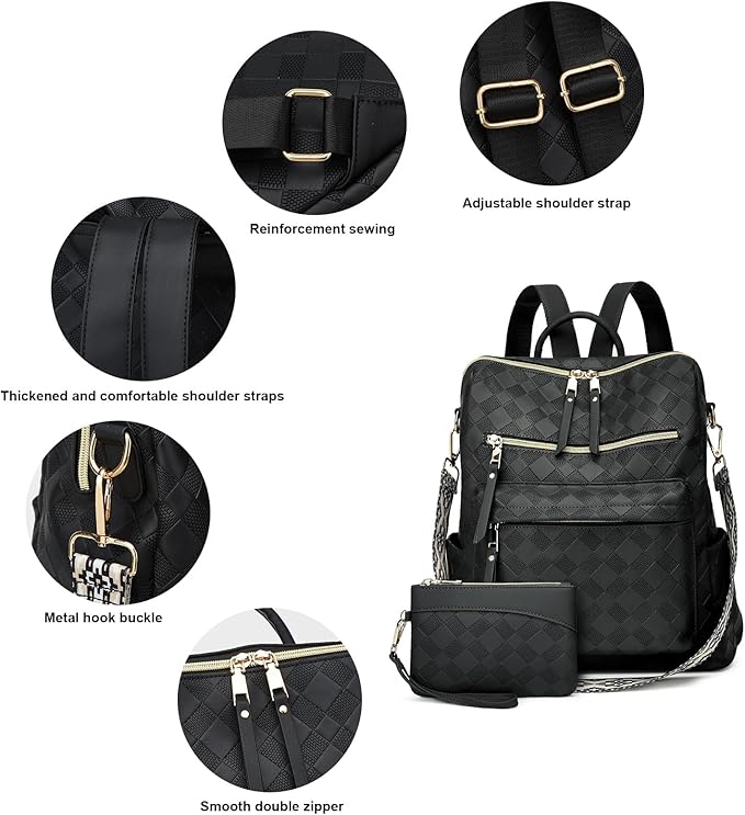 Makes Backpack Purse for Women PU Leather Travel Satchel Handbag Convertible Design Bag with Purse 2 Piece
