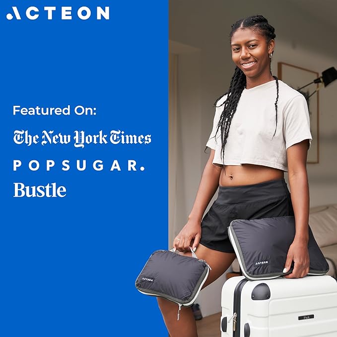 Acteon Compression Packing Cubes - 2 Pack Clean Dirty Separate Zipper - Lightweight Travel Packing Cubes for Luggage - Suitcase Organizer Travel Cubes - Large Small Laundry for Clothes Shoes Makeup