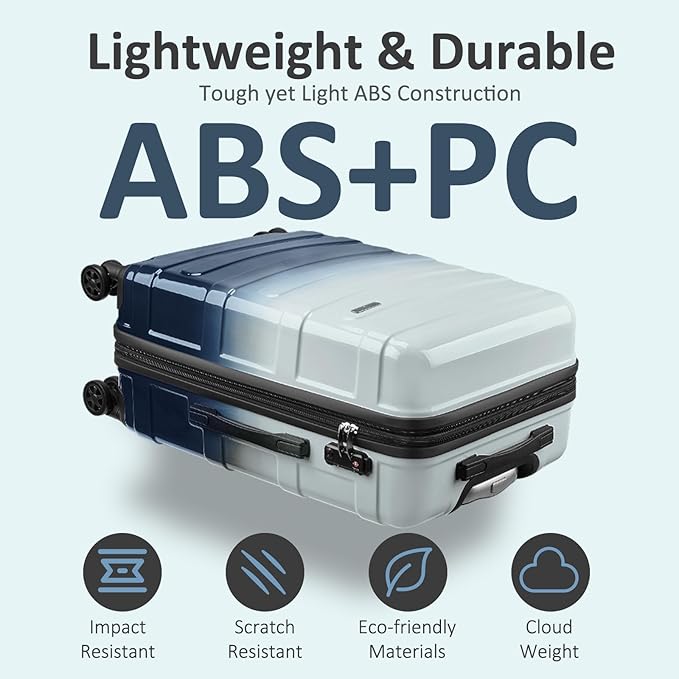 Carry on 20inch Luggage with Spinner Wheels, Lightweight PC+ABS Hard Shell Suitcases, Expandbale Storage & TSA Aprovel Lock
