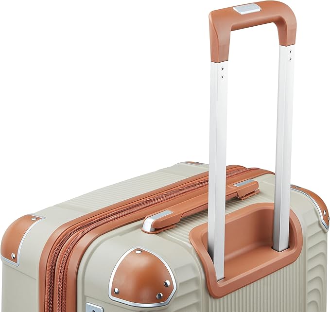 3 Piece Luggage Set PP Hardshell with YKK Zippers, 20/24/28 Inch Suitcases with Detachable Spinner Wheels & Reinforced Corner Guards, Lightweight TSA Lock Nested Set (Light Khaki)