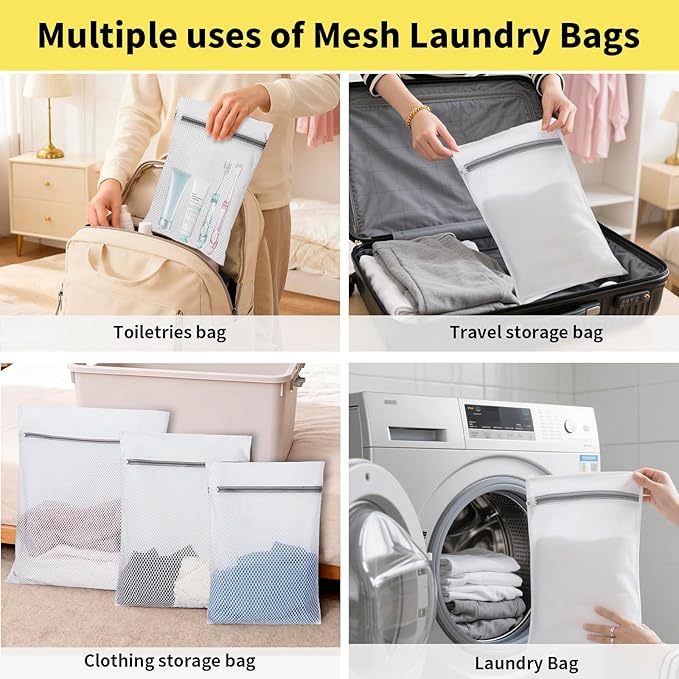 150L Laundry Bag Backpack with 3 Sizes Mesh Wash Bags and Shoulder Straps Foldable Clothes Hamper Bag with Drawstring Closure for College, Apartment, Laundromat (Yellow)