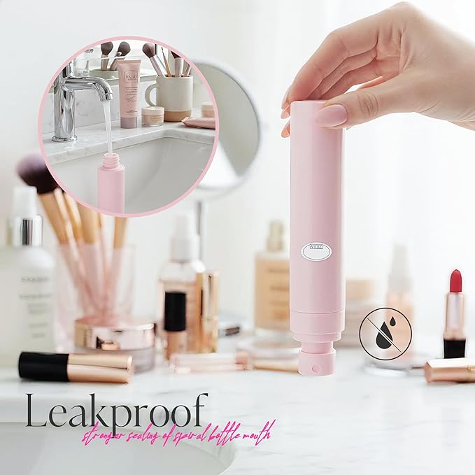 ZEJIA 2 Pack Small Spray Bottle, 3.4OZ/100ml Travel Spray Bottle, Empty Fine Mist Spray Bottles, Refillable Spray Bottles with Labels (Pink)