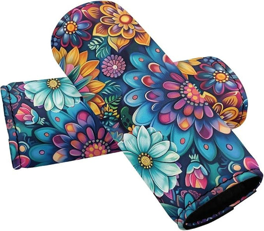 BIGCARJOB Set of 2 Pcs Luggage Handle Wraps with Blossom Lotus Print Suitcase Handle Sleeve Cover Identifier Travel Bag Wraps Washable Trolley Case Grip Cover Set Travel Accessories