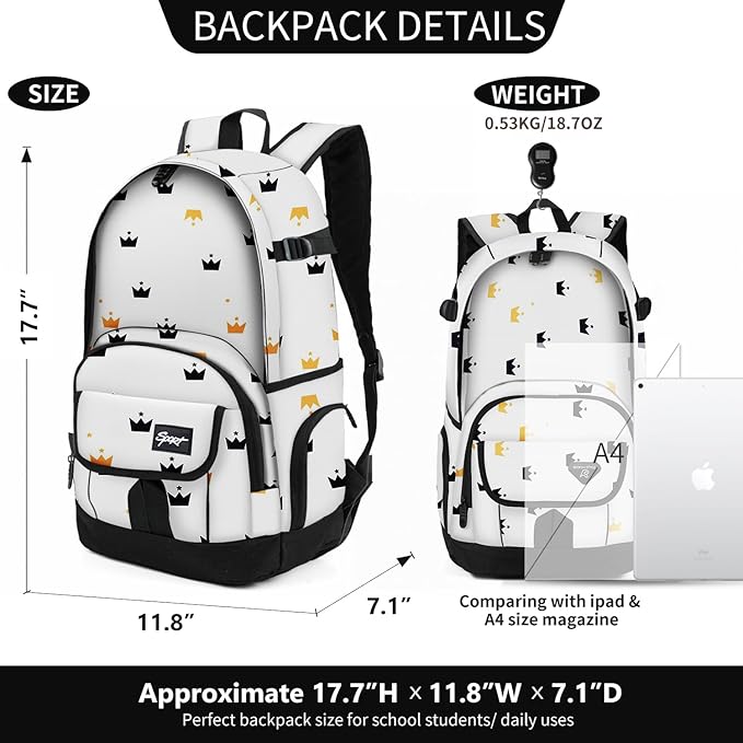 rickyh style School Backpack Travel Bag for Men & Women Lightweight College Back Pack with Laptop Compartmen