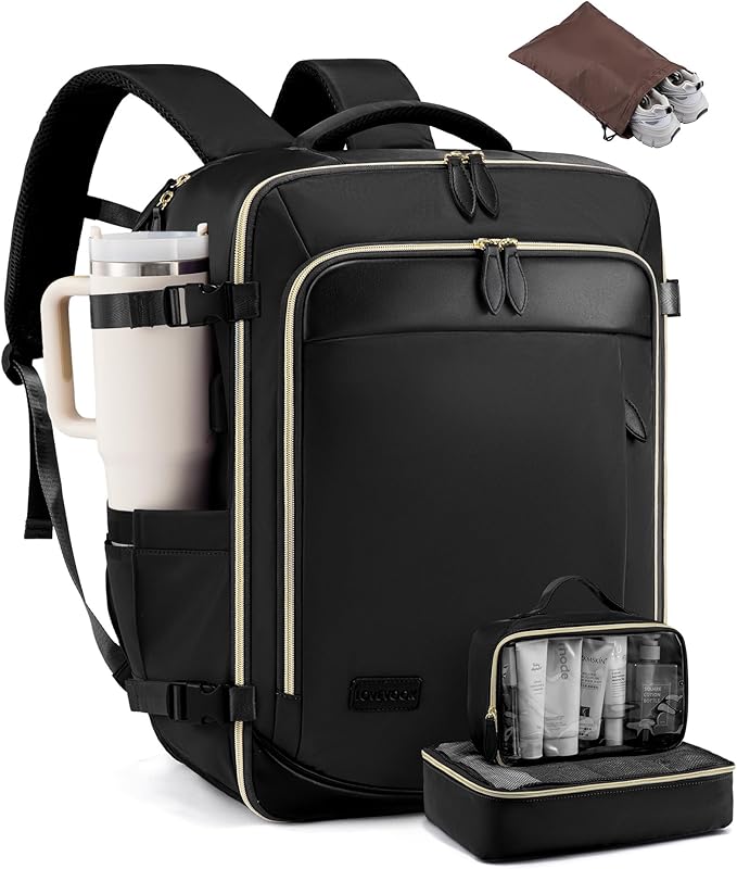 LOVEVOOK Travel Backpack for Women, 40L Carry On Backpack with 3 Packing Cubes,TSA Personal Item Travel Bag Airline Approved, Water Resistant Weekender Overnight Luggage Daypack, Fits 17 Inch Laptop