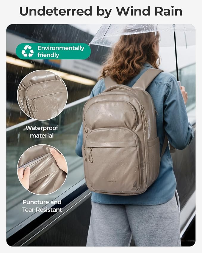 BAGSMART 30L Travel Backpack, 15.6 Inch Carry On Backpack Flight Approved, Water Resistant Weekender Bag Daypack, Camel