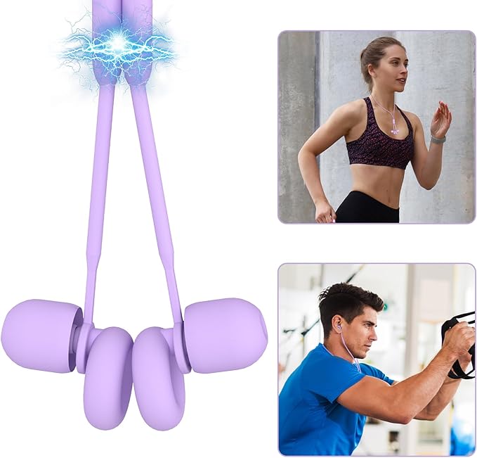 Earplug Lanyard [2 pcs] with Magnetic Tug-Resistant Safety Cord, Flexible Silicone Lanyard with Most Earplugs with Removable Tips Compatible(Light Purple)