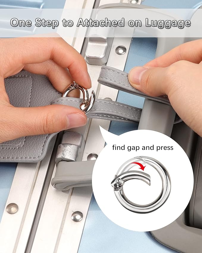 3 Pack Luggage Tags - Quick Install, Privacy Protection, Airplane Travel Essentials for Suitcases, Durable Leather - Lichee Grey