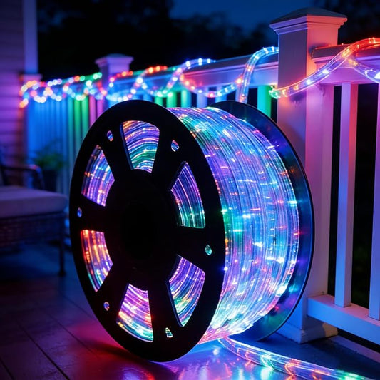 100Ft LED Rope Lights, Cuttable & Connectable Outdoor String Lights Waterproof Decorative Lighting for Indoor/Outdoor, Patio, Backyards, Party, Halloween and Christmas Decorations (Multicolor)