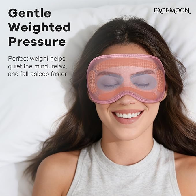 Weighted Sleep Mask 2 Pack - 3D Contoured Eye Masks for Sleep, Best Blackout Sleep Masks for Women Men, Eye Mask for Travel, Meditation, Airplane, Memory Foam, Adjustable Strap, Pink, Purple