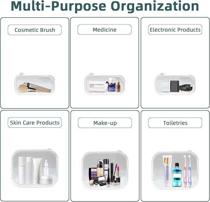 Clear Hard Shell Zipper Cases(3 Packs), Plastic Hard Sided Zippers Pouches Clear Hardshell Pencil Case For Storage, Diaper Bag Organizer Bliss Bins 2*Small/1*Medium