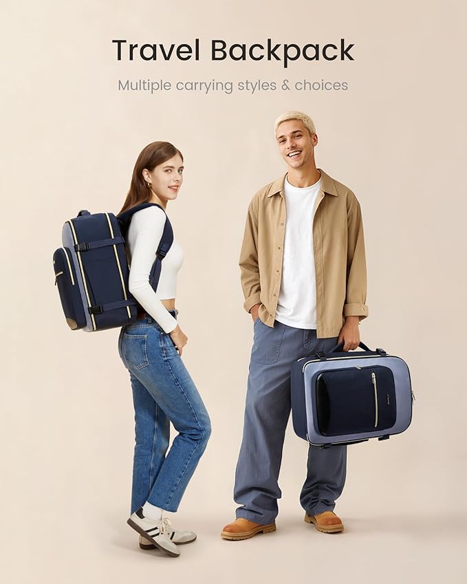 LOVEVOOK 56L Travel Backpack for Women & Men, Airline Approved Carry On Luggage with 3 Packing Cubes, TSA Overnight Bags, Waterproof Personal Item Bag, Weekender Essentials Backpacks fits 17" Laptop