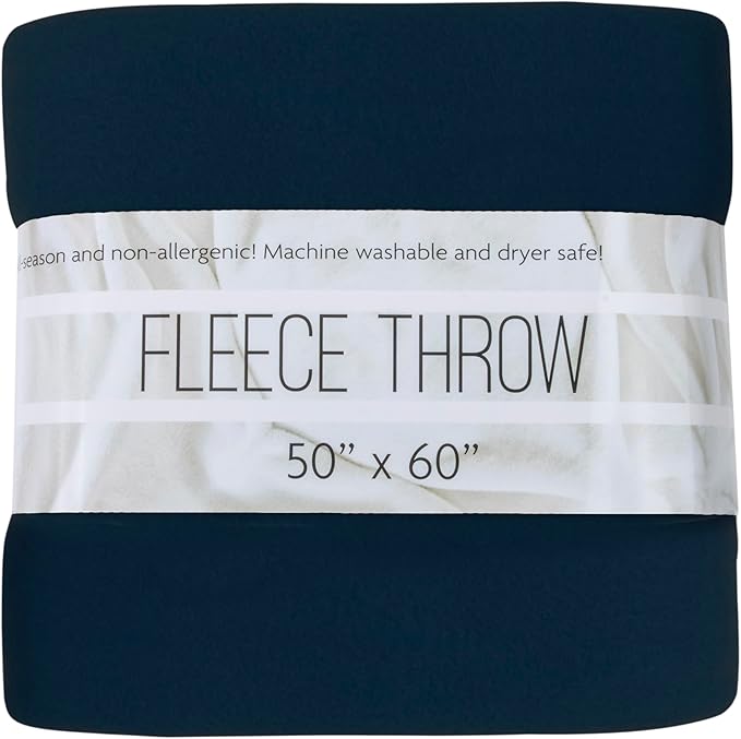 50x60 Throw Blankets, Ultra Soft Hypoallergenic Fleece Fall Throw Blanket for Livingroom, Couch, Chair, Bed, Navy Blue