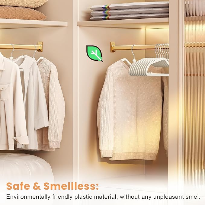 20 Pack Upgraded Short Neck Vertical Space Saver Hangers, 360 Degree Swivel Hooks, Non-Slip Hangers, Liquid Silicone, Smooth as Skin (Not Velvet) - Cream