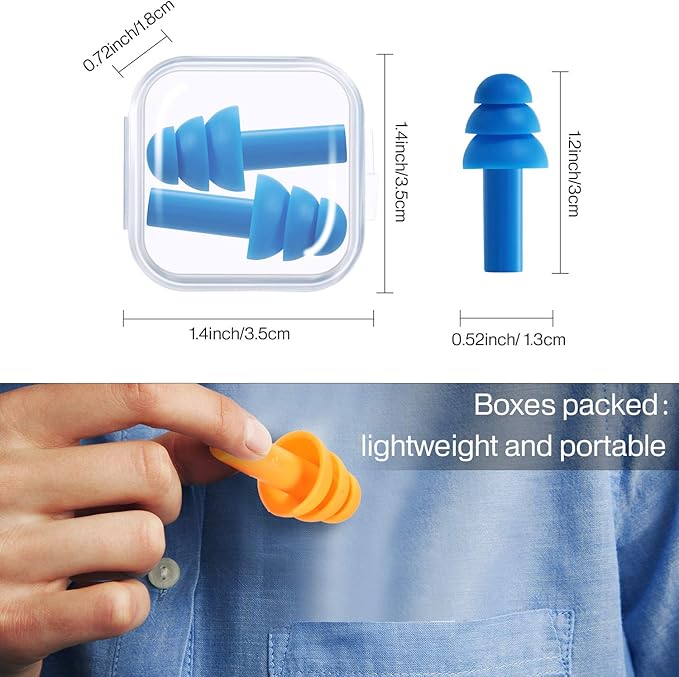 BBTO 24 Pairs Silicone Soft Ear Plugs Waterproof Reusable Noise Reduction Earplugs for Adults Kids Sleeping Snoring Swimming Travel Concerts, Assorted Color