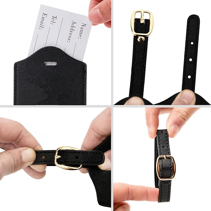 Initial Luggage Tag, PU Leather Luggage Tag, Embroidered Luggage Tag, Letter Luggage Tag, Monogrammed Luggage Tag, Luggage Tag for Baggage Bag Suitcase (K, Black Leather+Rose Red Letter)