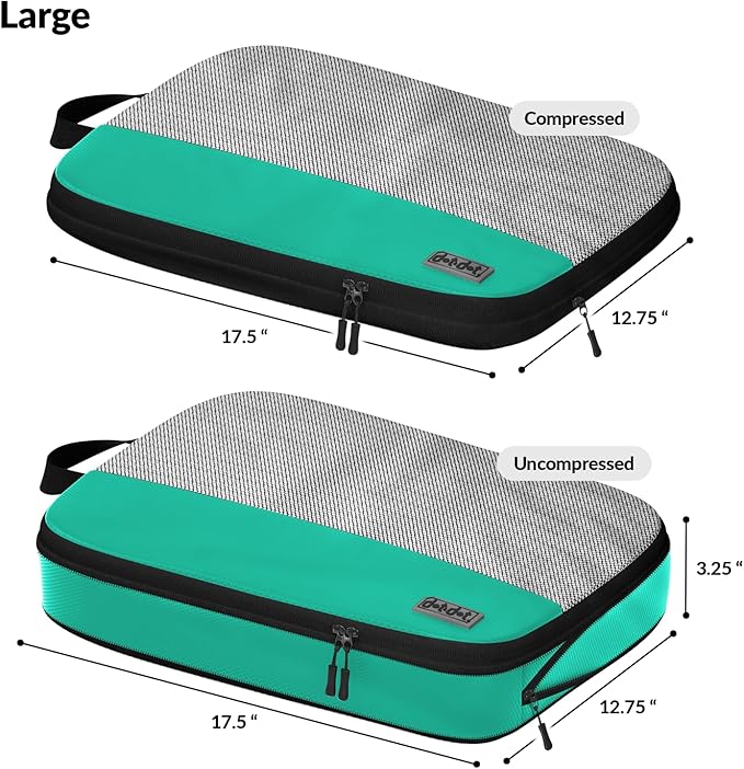 Large Packing Cubes for Travel - 5pc Packing Cubes for Suitcases - Lightweight Luggage Organizer Bags (Compression)