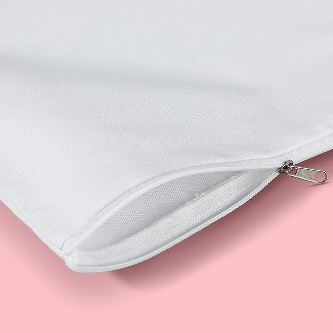 8 Pack Blank Canvas Makeup Bag, White 12 x 9 Inch Zipper Pouch Multipurpose Cosmetic Bag for DIY, Travel Organizer, Stationery Storage