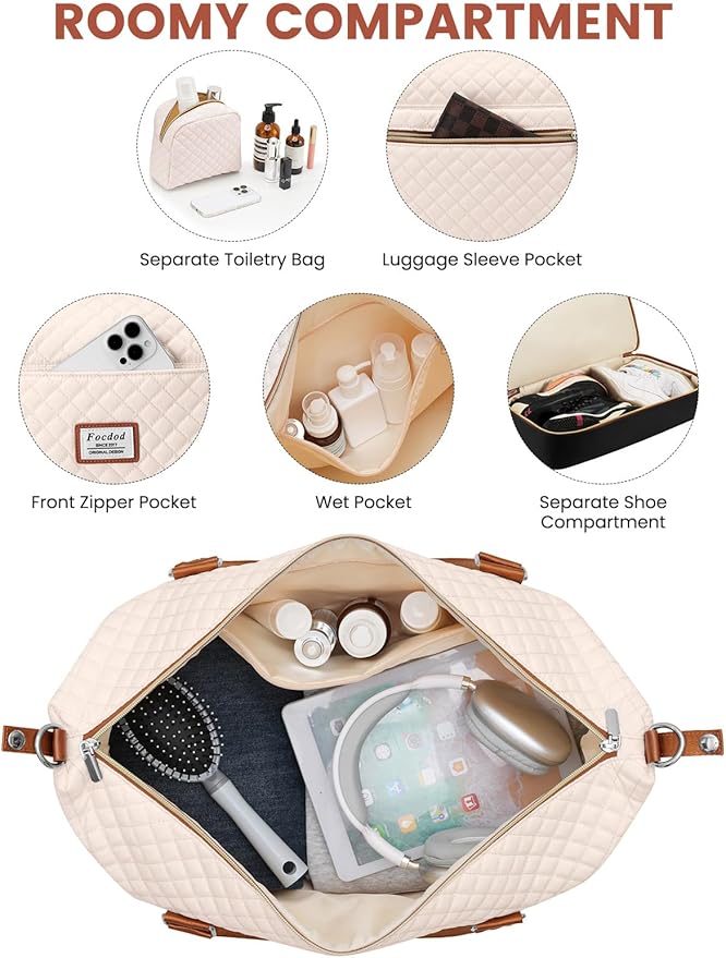 Travel Weekender Duffle Bags for Women: Overnight Bags with Shoe Compartment Large Carry on Weekend Bag with Toiletry Bag & Wet Pocket Tote Duffel Hospital Bag for Women Labor Delivery