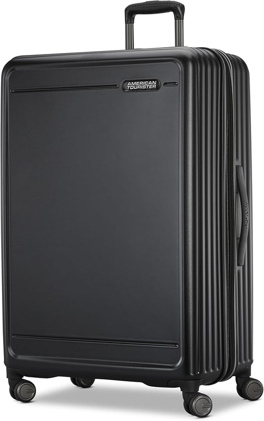American Tourister Fathead Large Checked Luggage - Customize with Favorite Sports or Character Decal - Durable ABS Hardshell with 1.5" Expansion - 360° Spinner Wheels - RightHeight™ Handle - Black