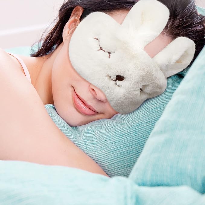Geyoga Sleep Mask for Kids, Girls Plush Sleeping Eye Cover Soft Eye Blindfold Cover Animal Shade for Kids(White,Cat and Unicorn Style, White)