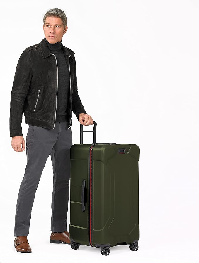 Briggs & Riley 32" Extra Large Trunk Spinner - Checked Luggage for Travel, Suitcases with Wheels, Hardside Rolling Bag for Men & Women, Self-Repairing Zipper - Torq Collection, Hunter Green